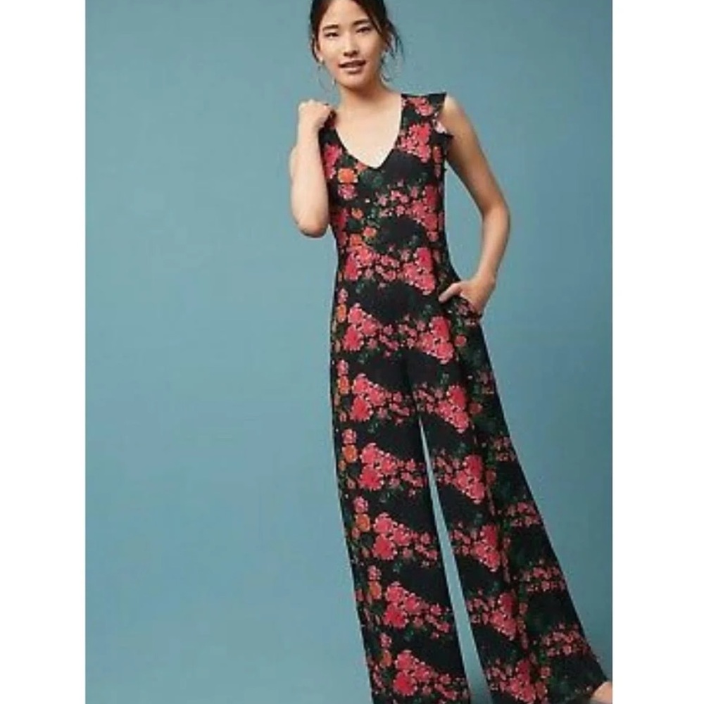 Anthropologie floral jumpsuit